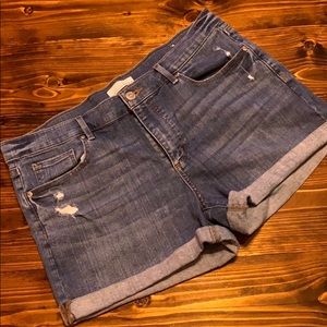 Loft denim midi shorts